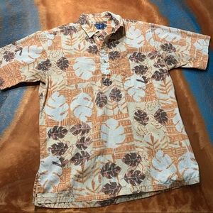 Hawaiian Print Pullover Shirt 1/4 buttons liberty house Aloha shirt